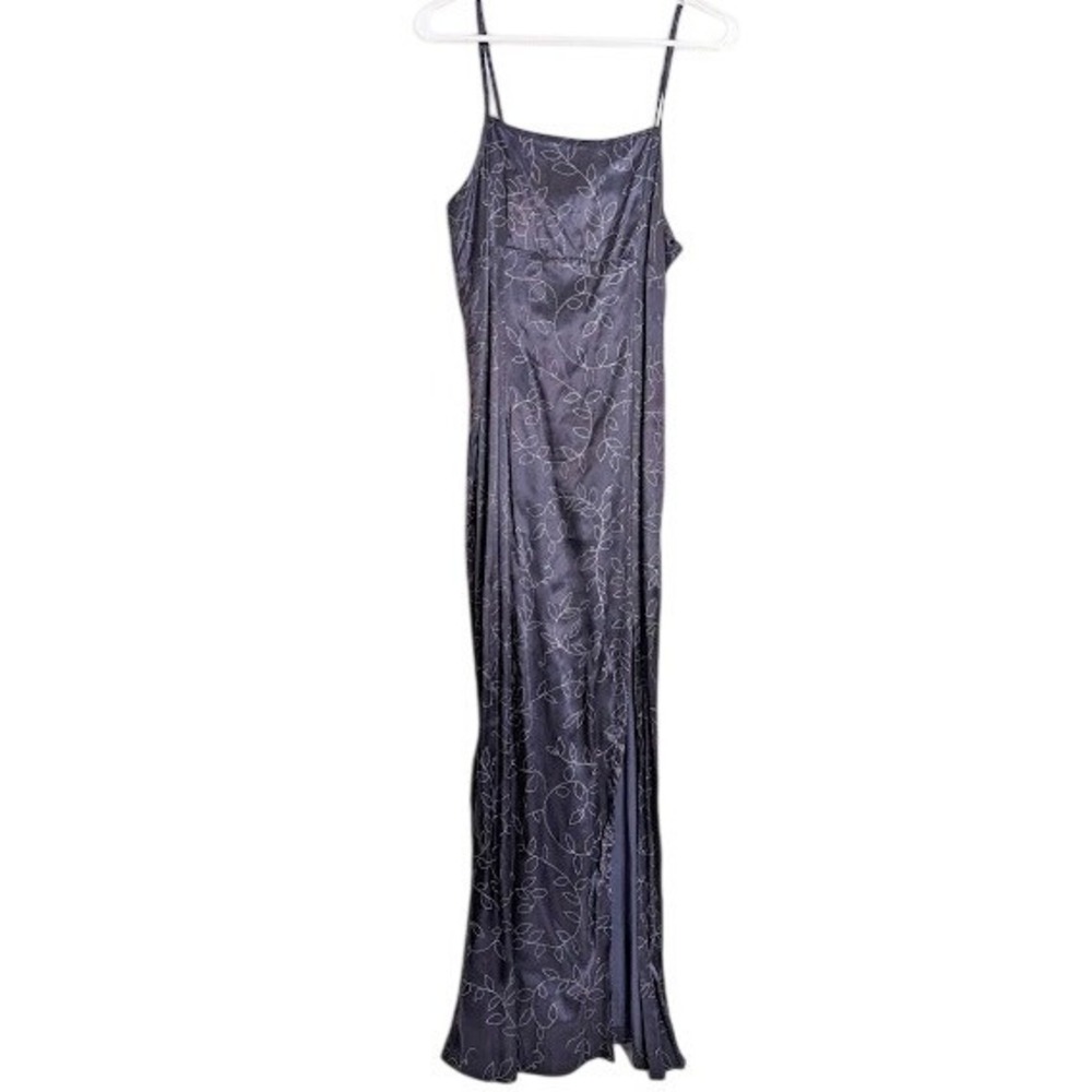 0sLa Belle Purple Y2K Fairy 7 Floral Maxi Dress Glitter Floral Goth Babydoll 90s